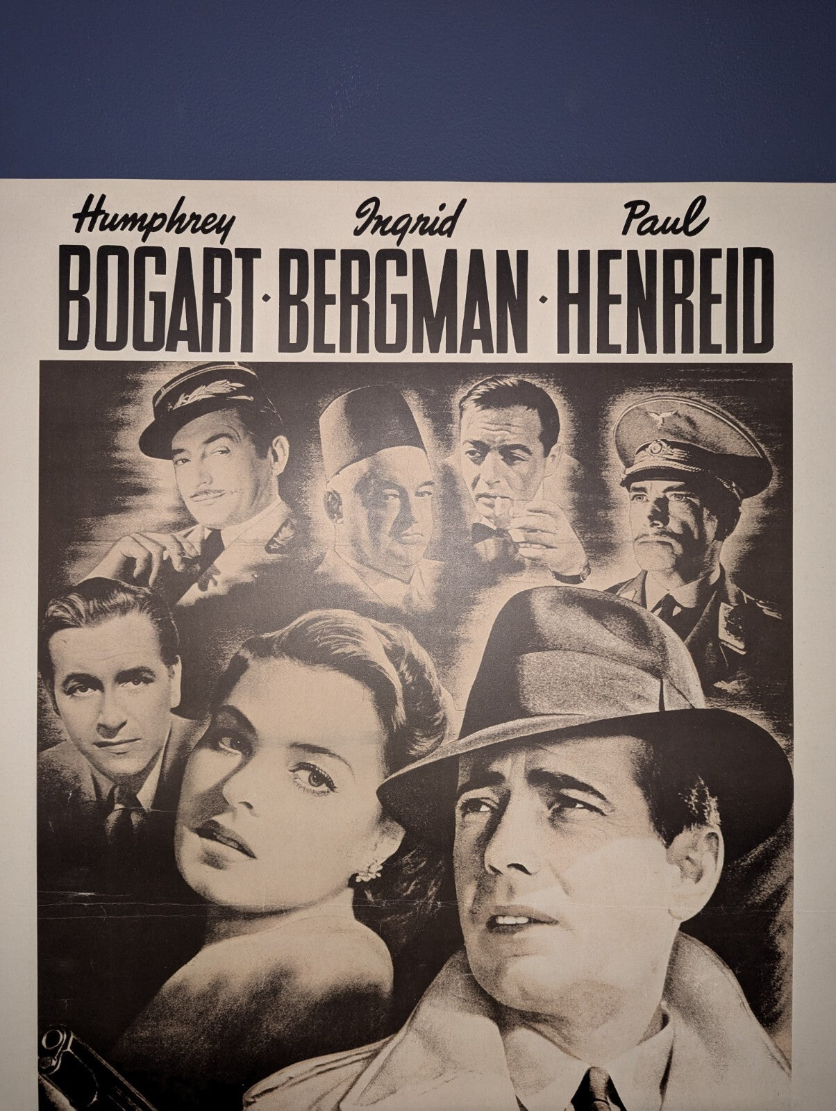 Antique Casablanca Movie Poster Theater Ad Art 26" by 37.5" AGI - West Germany