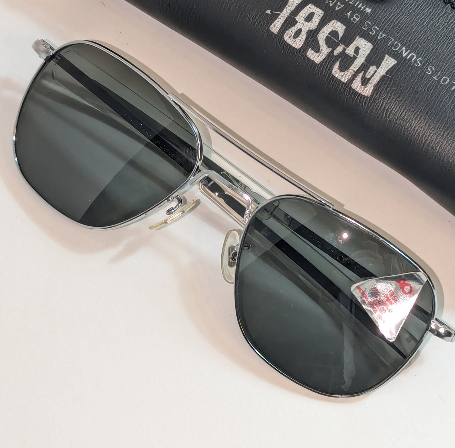 AO Pilot Sunglasses FG-58L – Silver Aviator – NOS – 5.5" – American Optical 🕶✨