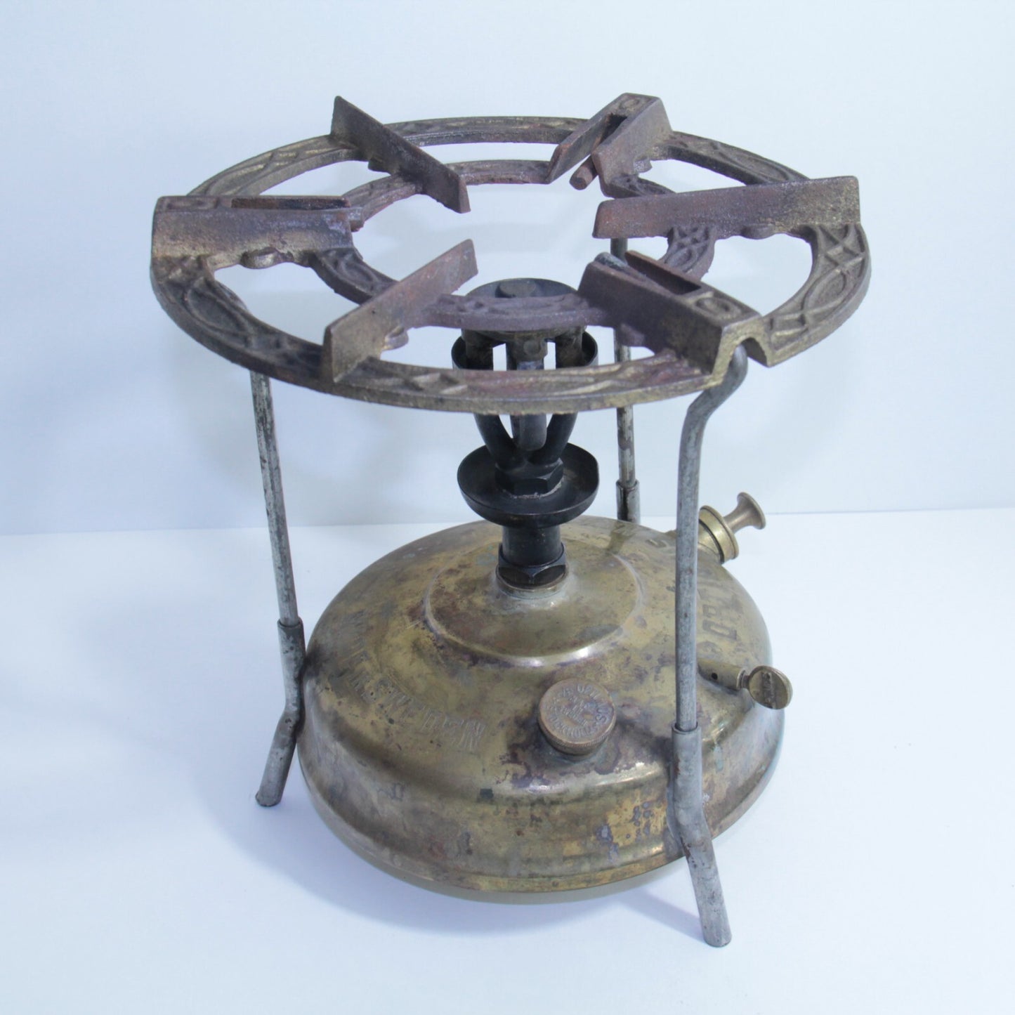 Vintage AB Optimus No.45 Brass Camp Cook Stove Stockholm Sweden Ornate Grate ๐ฅ