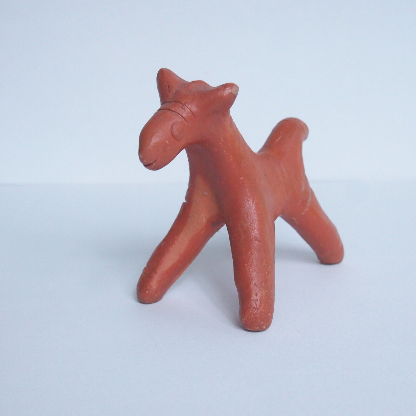 Vintage Terracotta Wheeled Horse Toy Handmade Open Fire Pottery Bangladesh