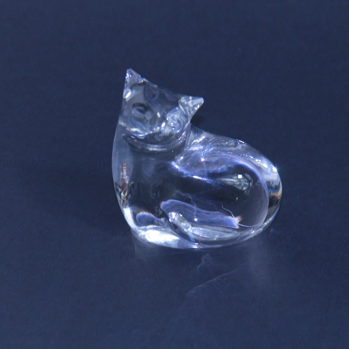 Vintage Signed Baccarat Crystal Sitting Cat Figurine | France | EXCELLENT!