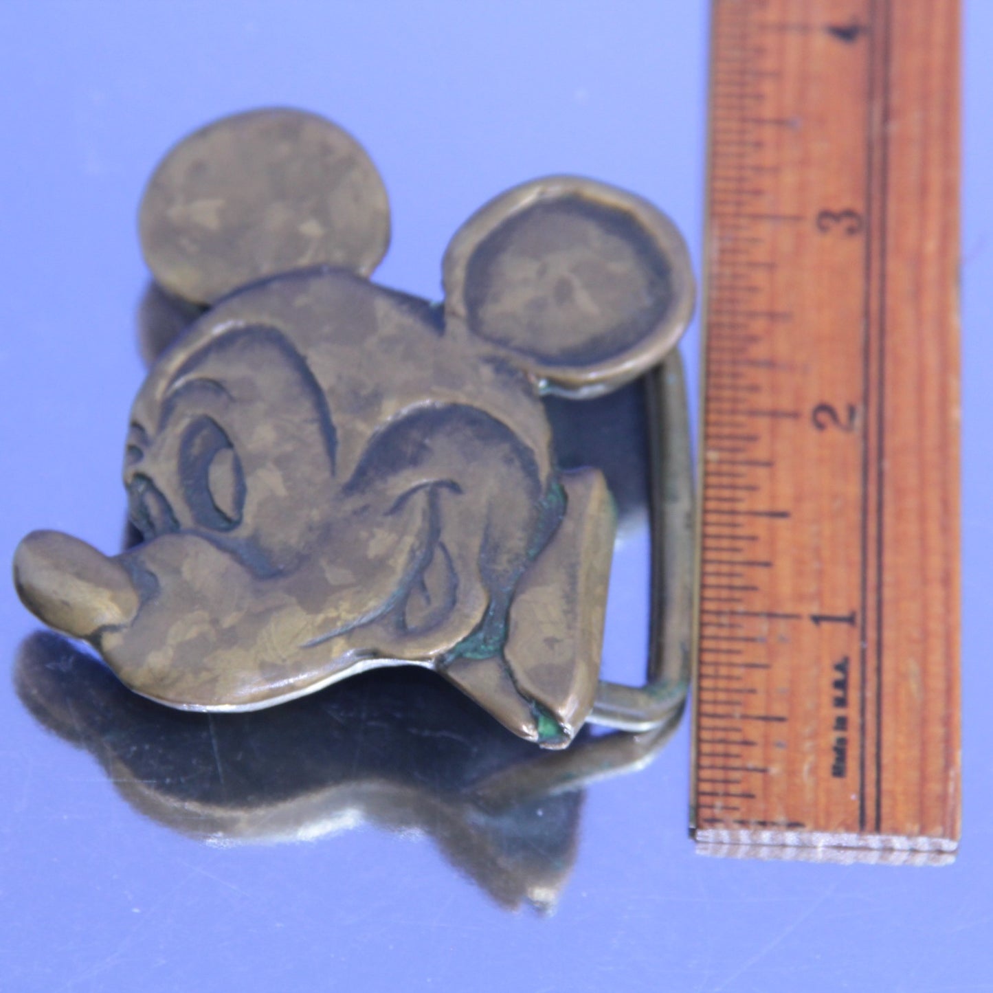 70's Mickey Mouse Bronze Belt Buckle - Disneyland Disney World Souvenir