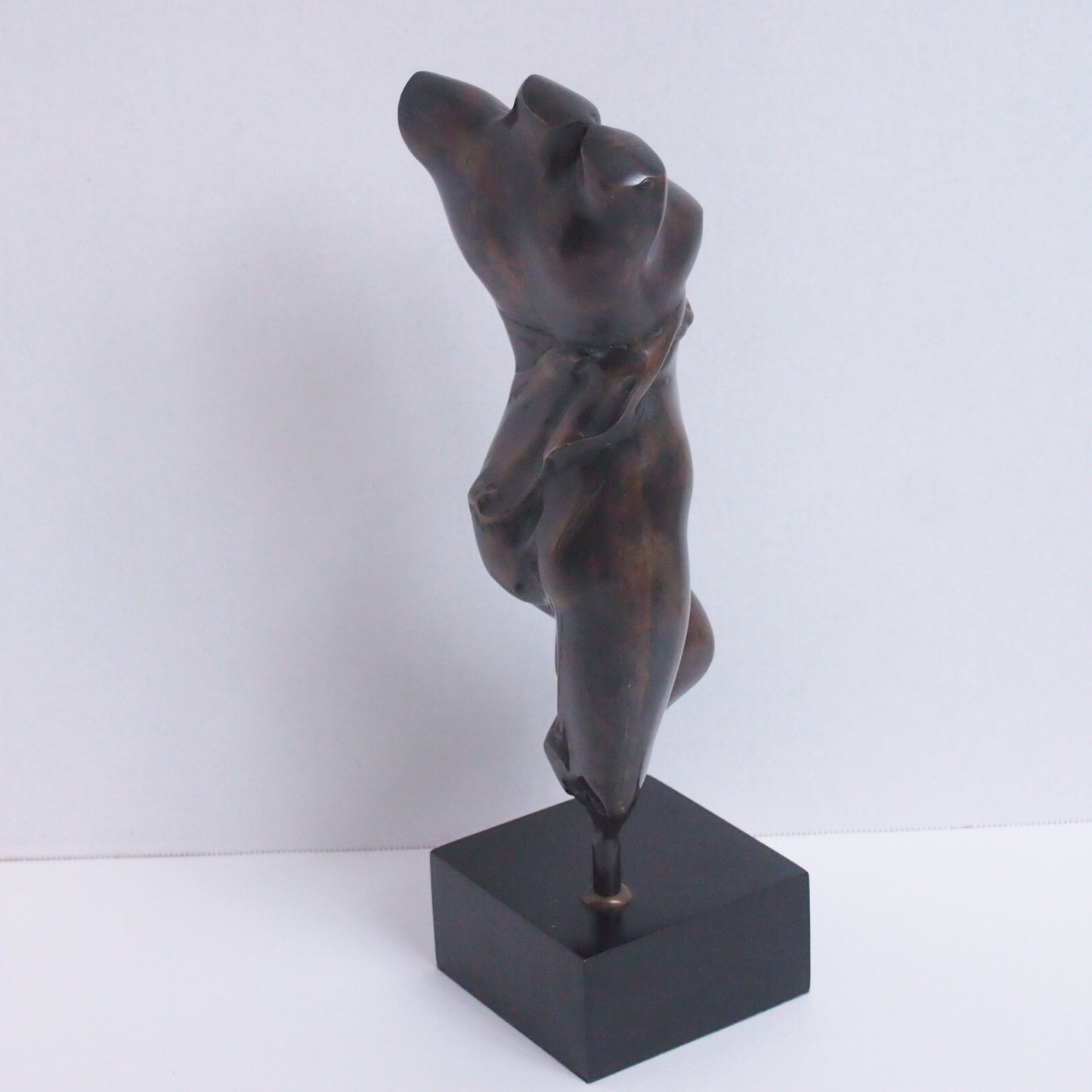 Bronze Nude Woman Torso Bust Sculpture – Figure on Black Base – Modern Art - 14"