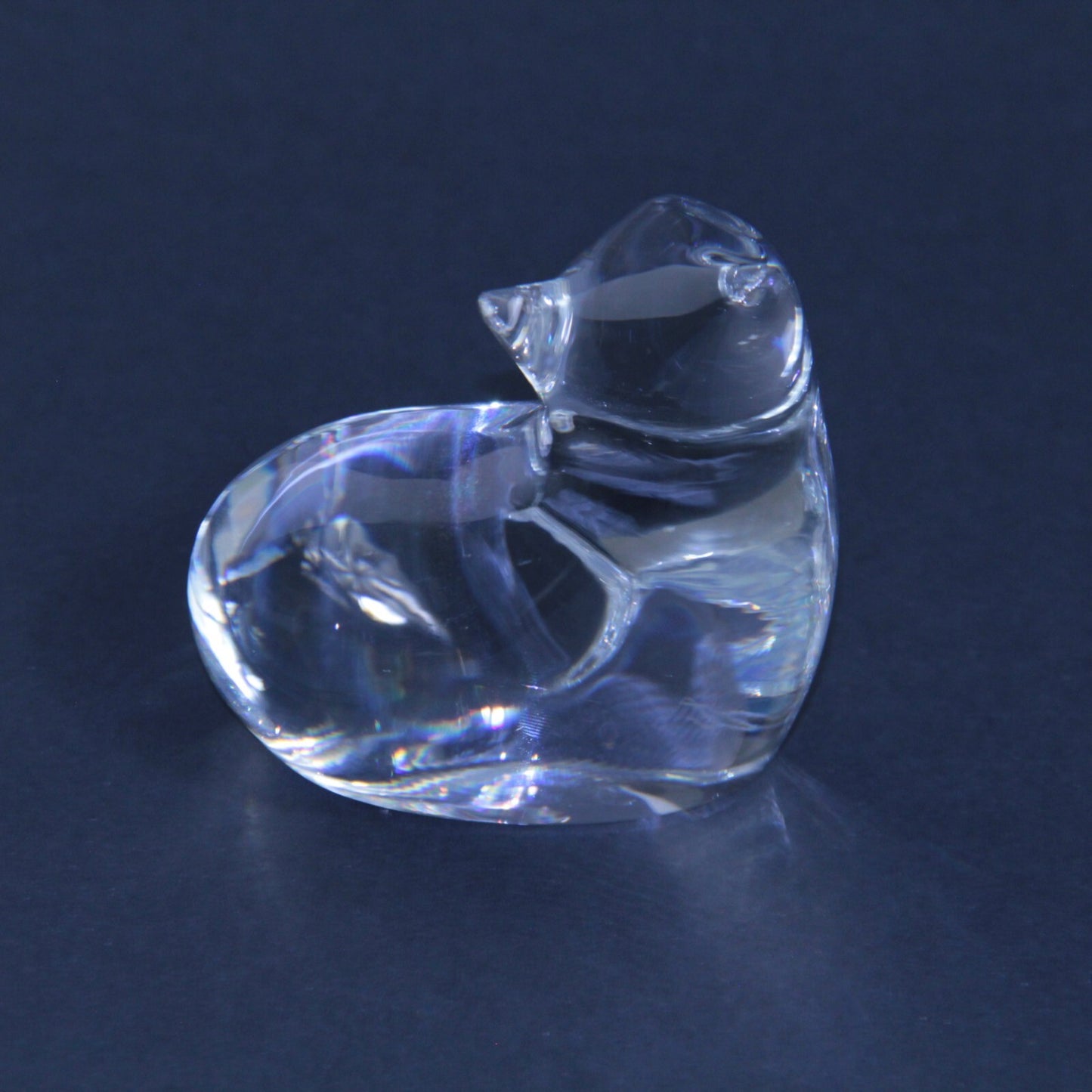 Vintage Signed Baccarat Crystal Sitting Cat Figurine | France | EXCELLENT!