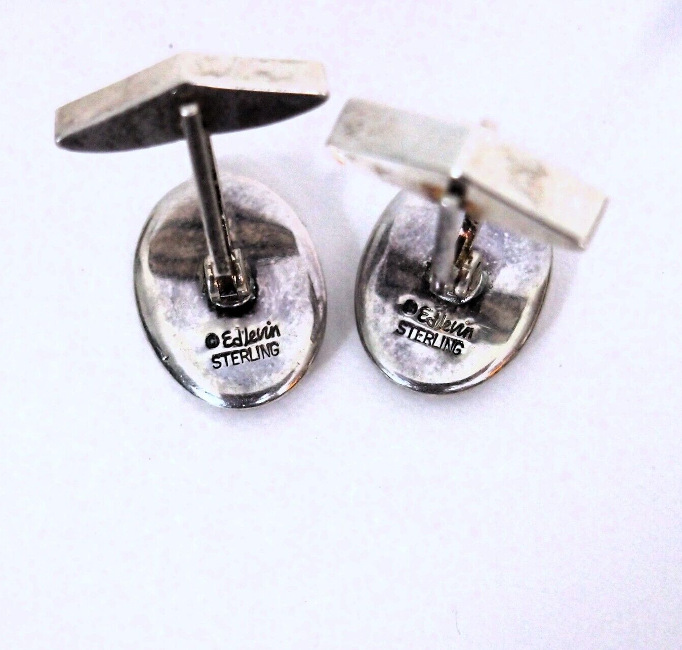 Ed Levin Modernist Cufflinks Hematite & Sterling Silver .925 – Mid-Century MCM