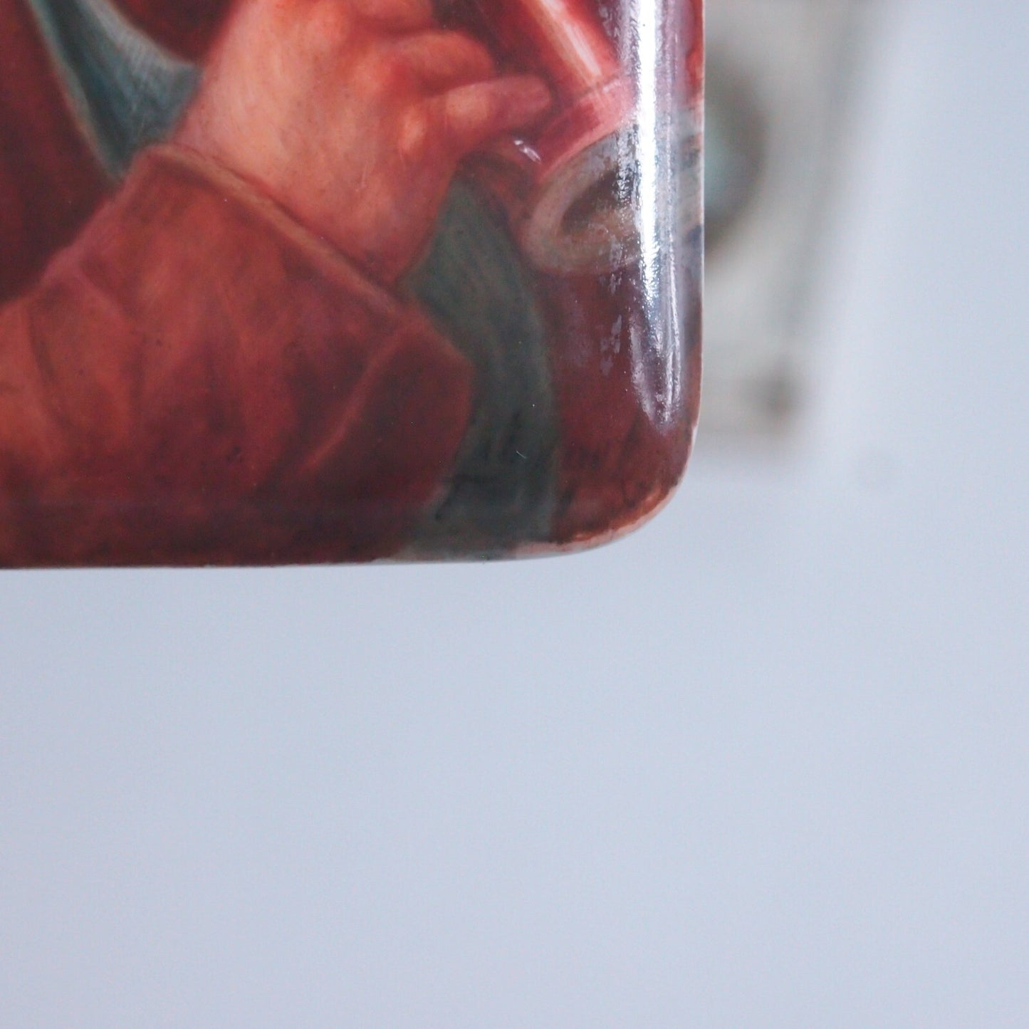 Hand Painted German Porcelain Miniature Portrait After Grutzner Gilt Gold Frame