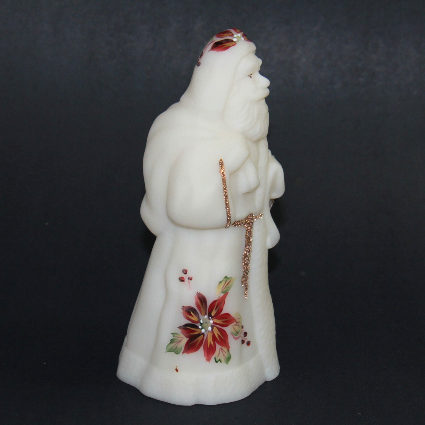 Fenton Old World Santa 8"| Hand Painted Christmas Poinsettia | Signed C Smith π
