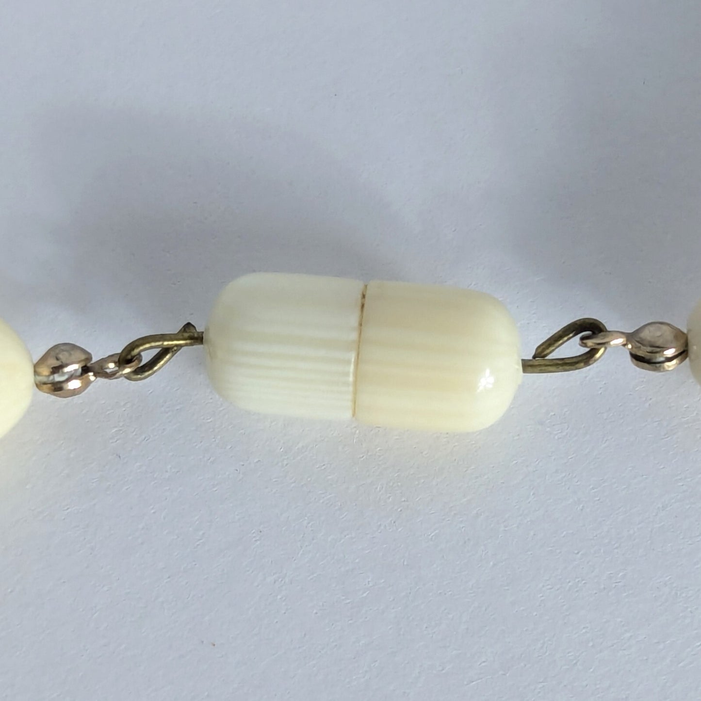 28.5" Vintage Carved Celluloid Galalith Graduated Bead Necklace Large 1" Bead