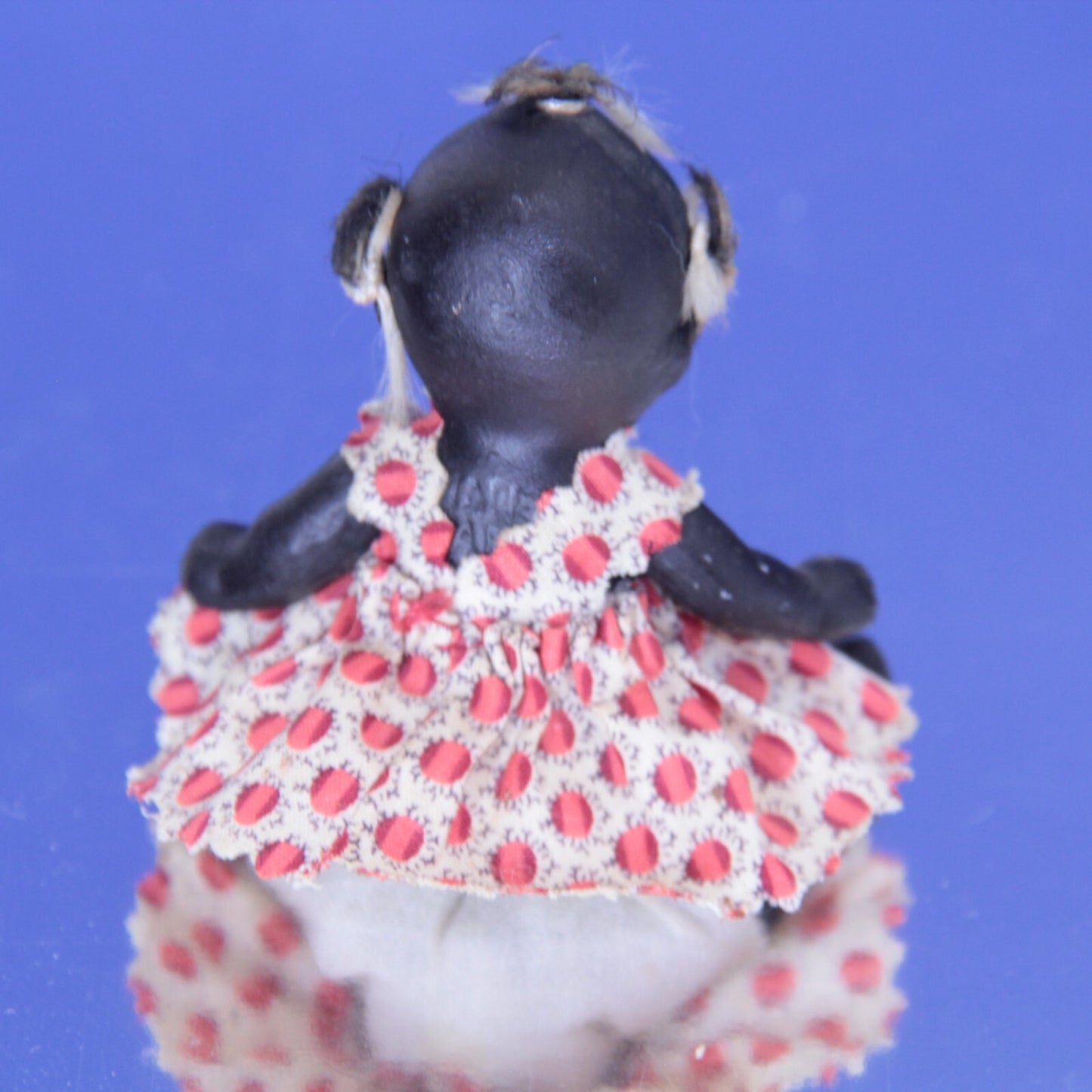 Antique 4" Black Bisque Doll "Topsy" w Original Dress – Folk Art ✨