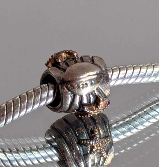 Authentic Pandora Retired Sterling Silver & 14K Gold Sea Shell w Starfish