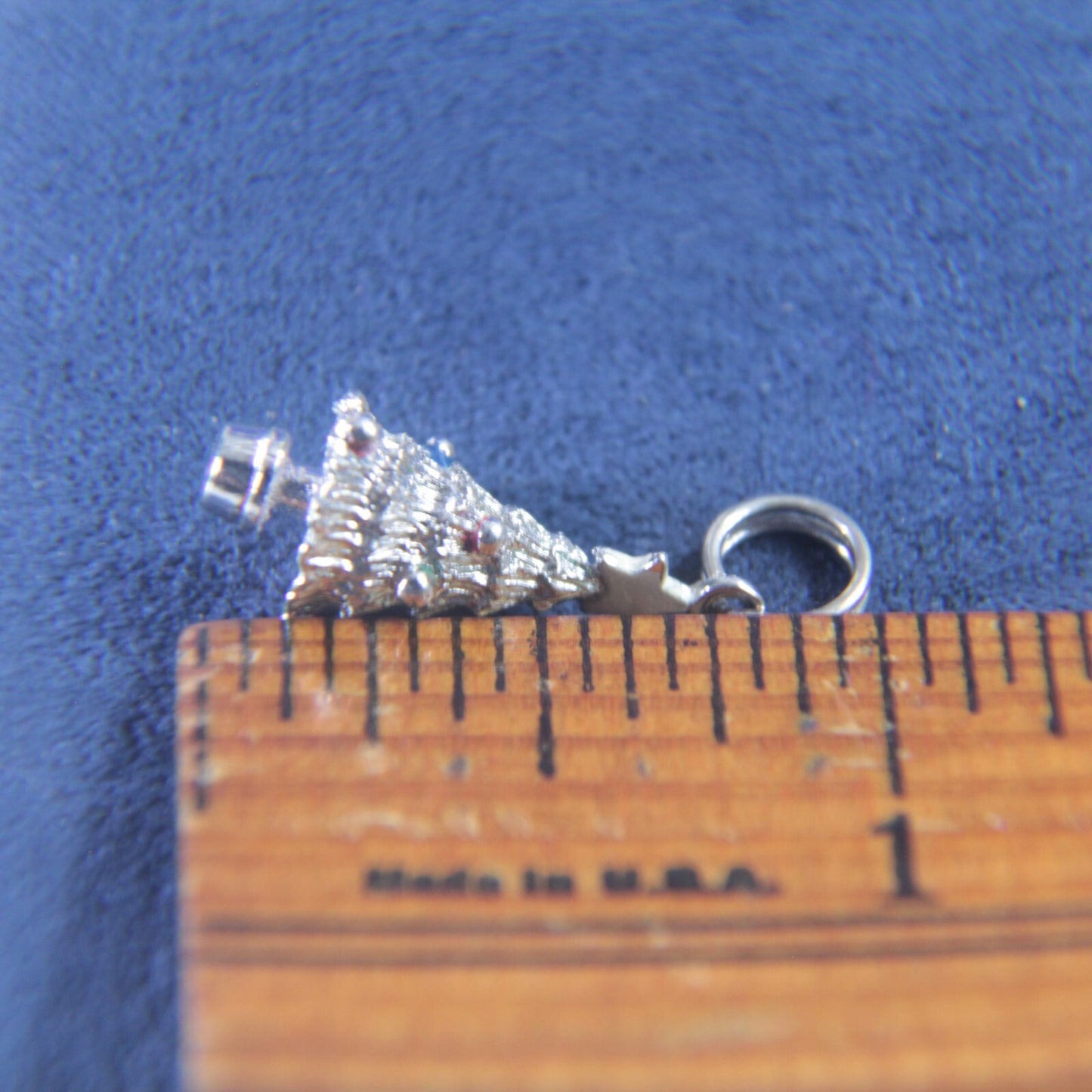 Vintage Sterling Silver & Enamel Christmas Tree Dangle Charm β JMF β .75"