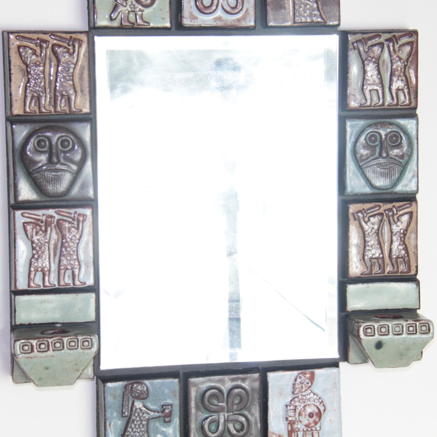 Thyssen Keramik Denmark Zodiac Themed Tile Mirror 21.5"x 14" Sconce Candleholder