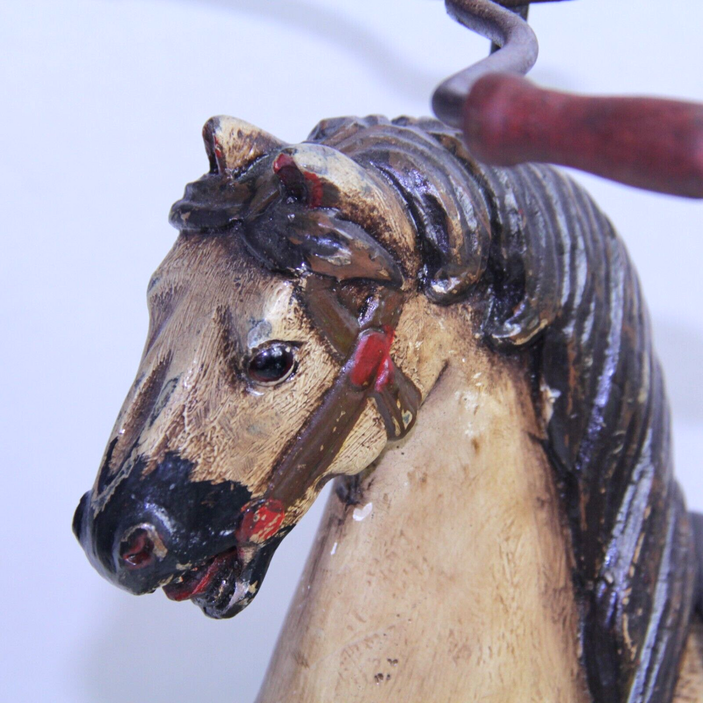 Antique Carousel Horse Tricycle Velocipede w Leather Saddle & Cast Iron Wheels