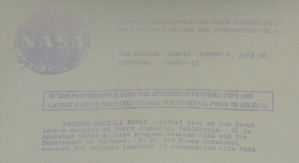 NASA PRESS RELEASE 63-S66-15 Pacific Missile Range 8x10 Photo Purple Print š