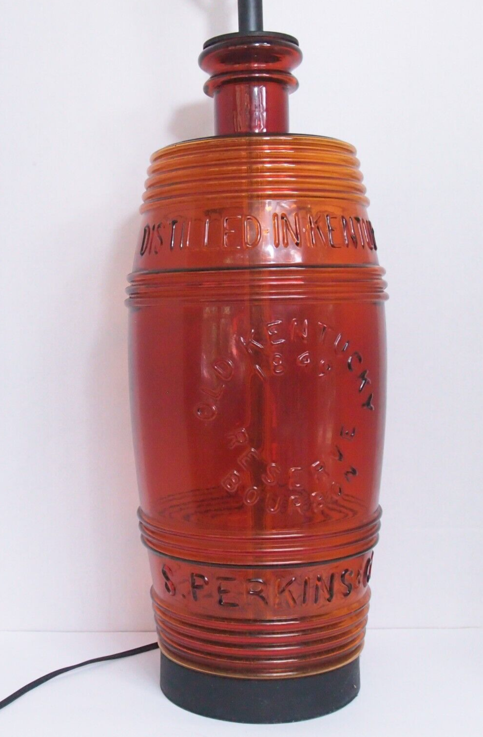 HUGE Old Kentucky 1849 Reserve Bourbon Bottle Lamp – 35" S. Perkins Brown Glass
