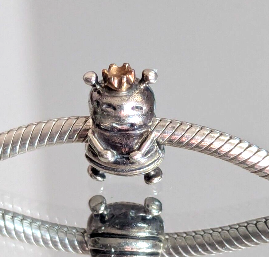 Authentic Pandora Retired Sterling Silver & 14K Gold Queen Bee Charm – 790227
