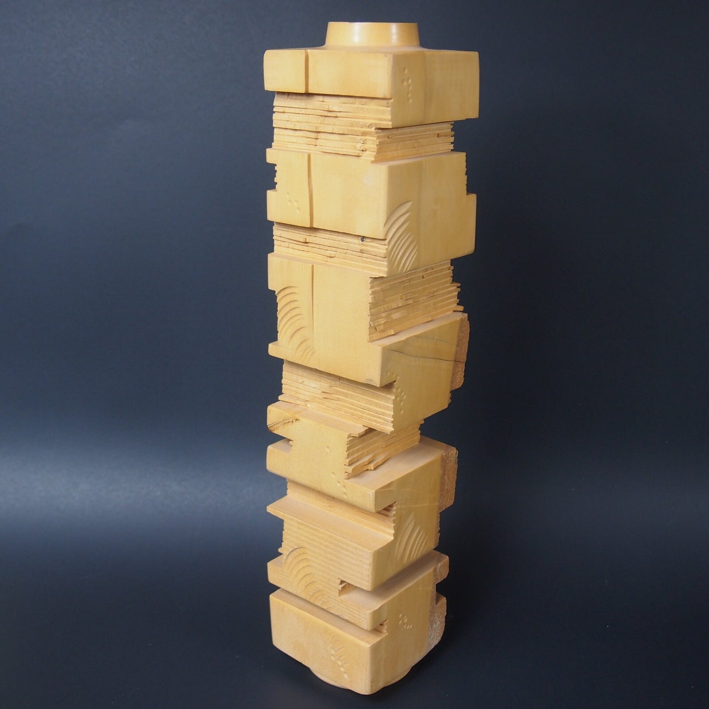 John Dickinson 2005 Signed Wood Sculpture Vase – Studio Art Carving – 14.5"