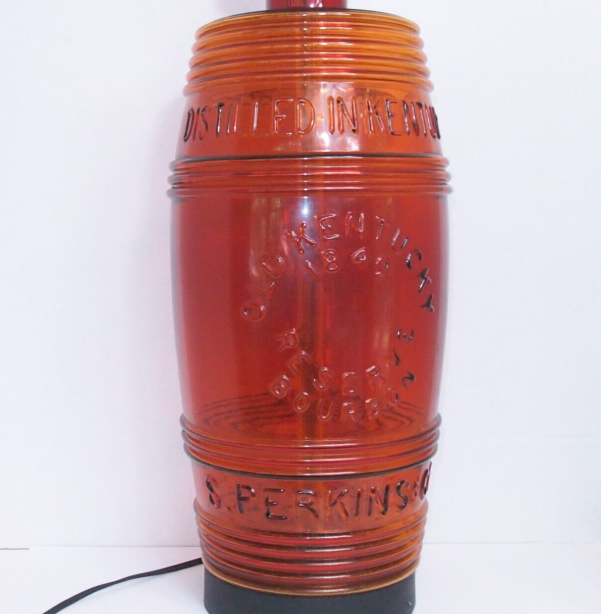 HUGE Old Kentucky 1849 Reserve Bourbon Bottle Lamp – 35" S. Perkins Brown Glass