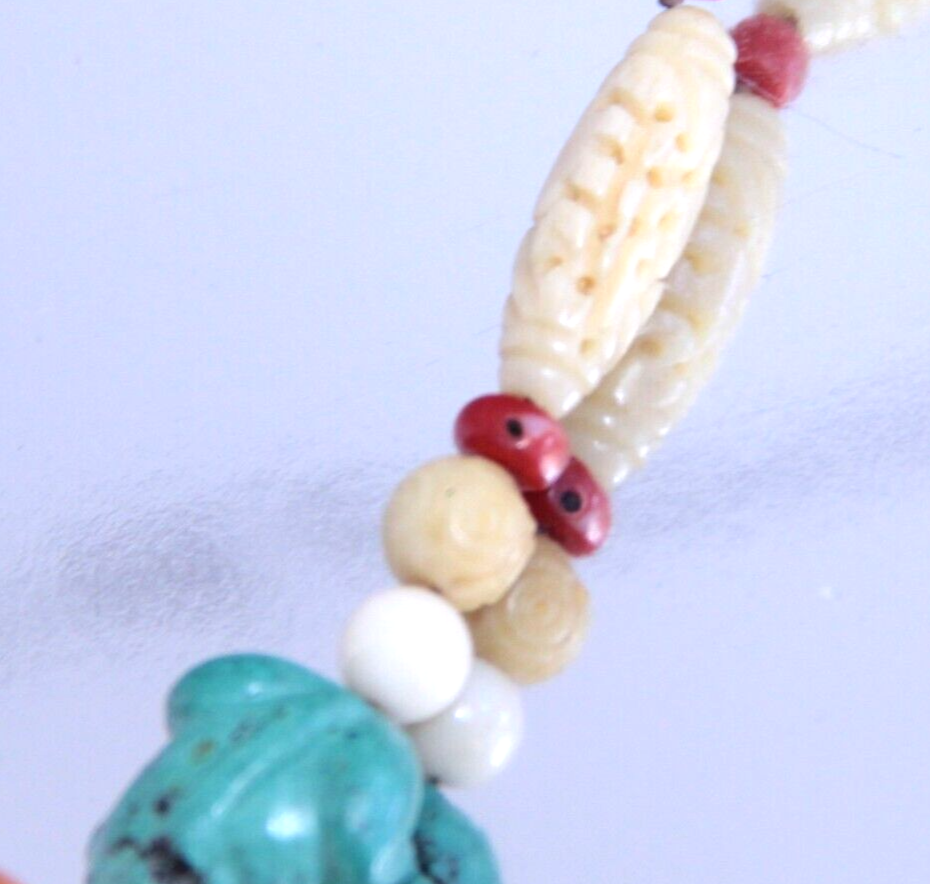 Bakelite Sterling Silver & Natural Turquoise Beaded Necklace Butterscotch 26" ✨