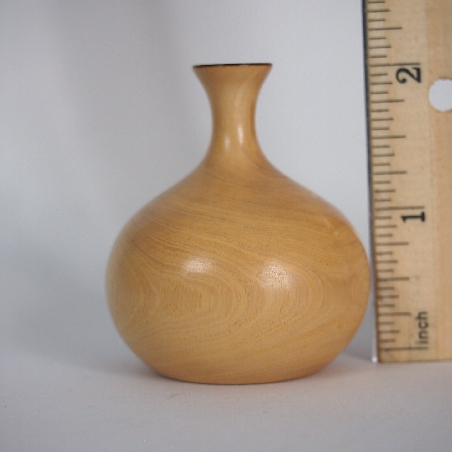 Lot of 3 Miniature Art Hand-Turned Wood Vases – Signed JRJ – 2" to 2.75"