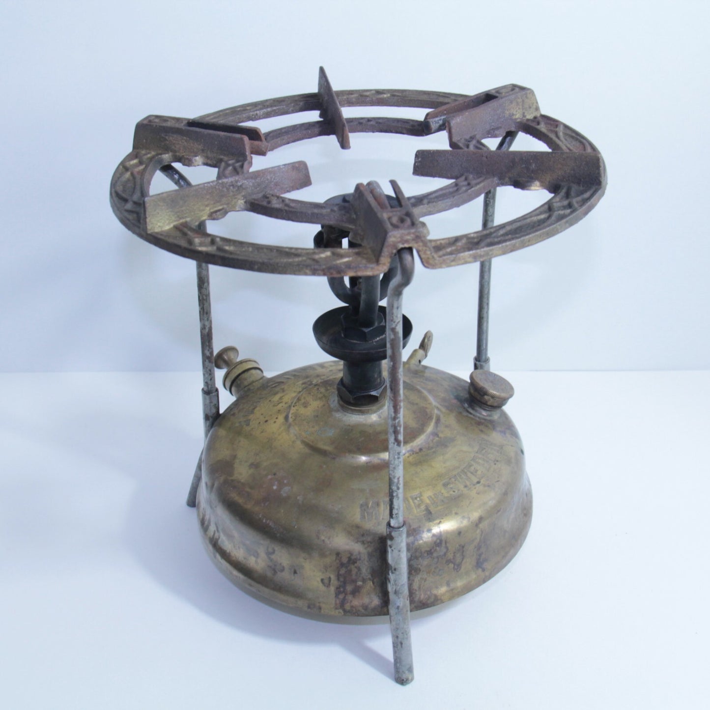 Vintage AB Optimus No.45 Brass Camp Cook Stove Stockholm Sweden Ornate Grate ๐ฅ