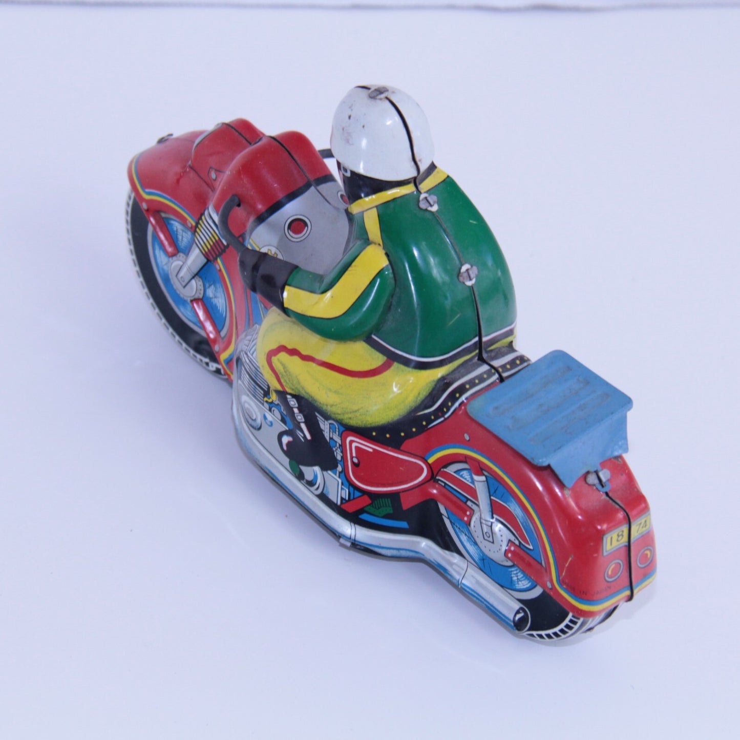 8" Vintage Japan Tin Litho Red Racing Bike - Friction Motorcycle