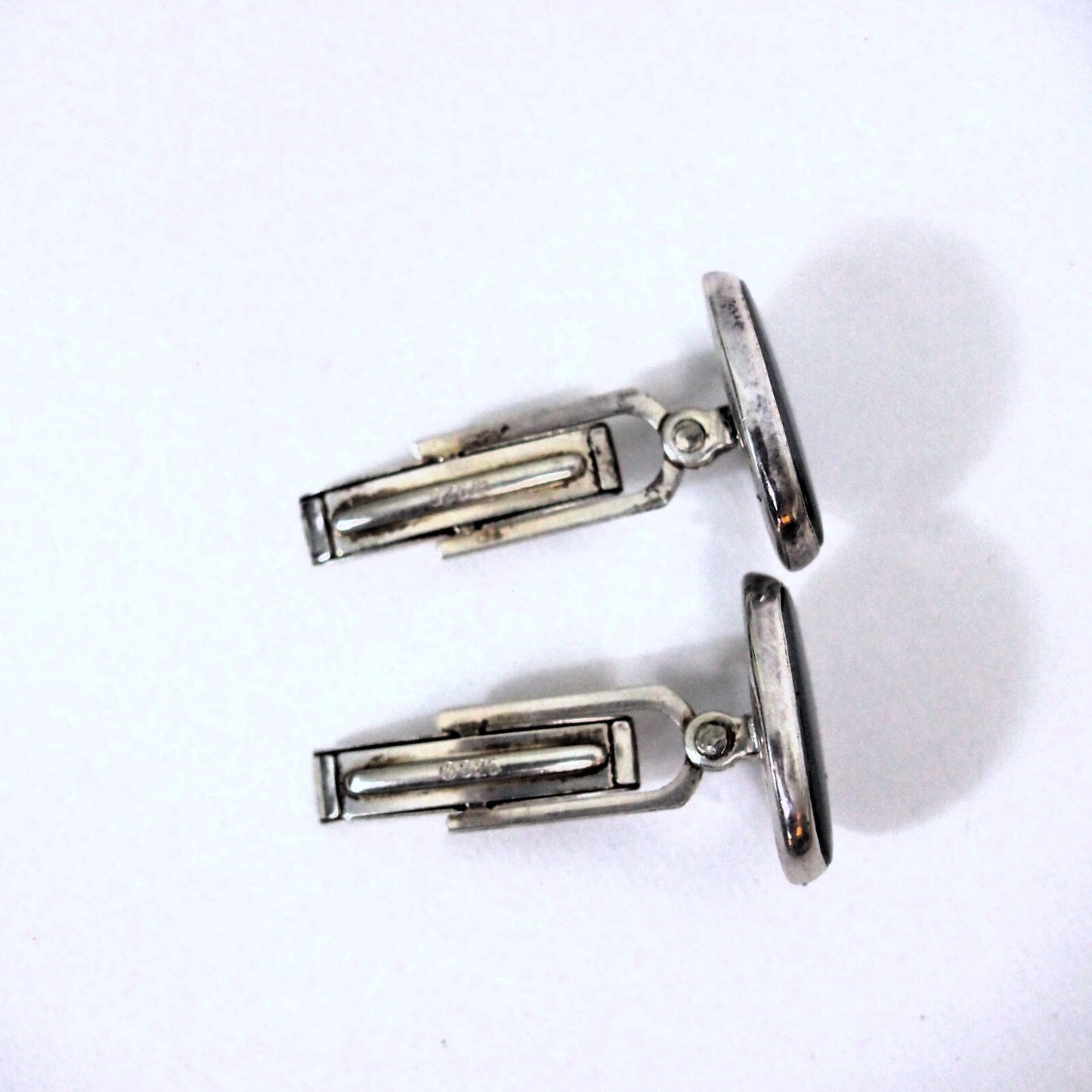 Ed Levin Modernist Cufflinks Hematite & Sterling Silver .925 – Mid-Century MCM