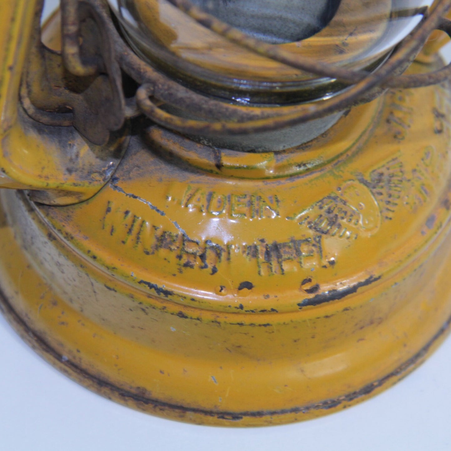 Vintage Winged Wheel #350 Lantern – Yellow w Glass Globe – Made in Japan – 7"
