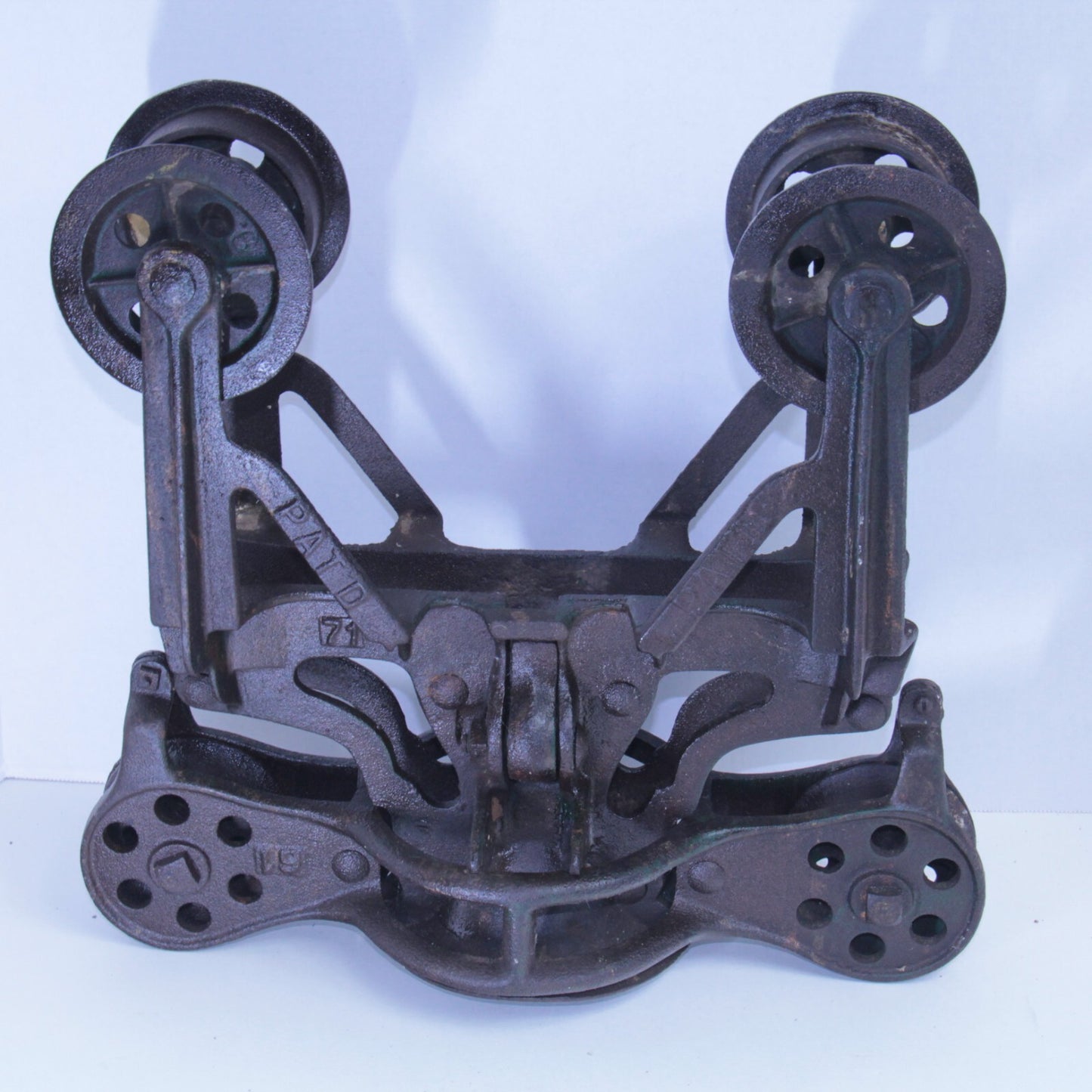 Antique Cast Iron Leader Hay Trolley Carrier Unloader - Farm Barn Tool