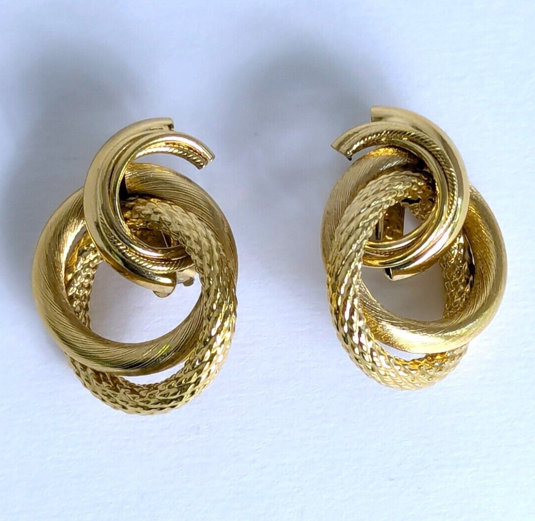 Vintage Givenchy Chunky Door Knocker Earrings - Twisted Rope Dangle Drop - 1.75"
