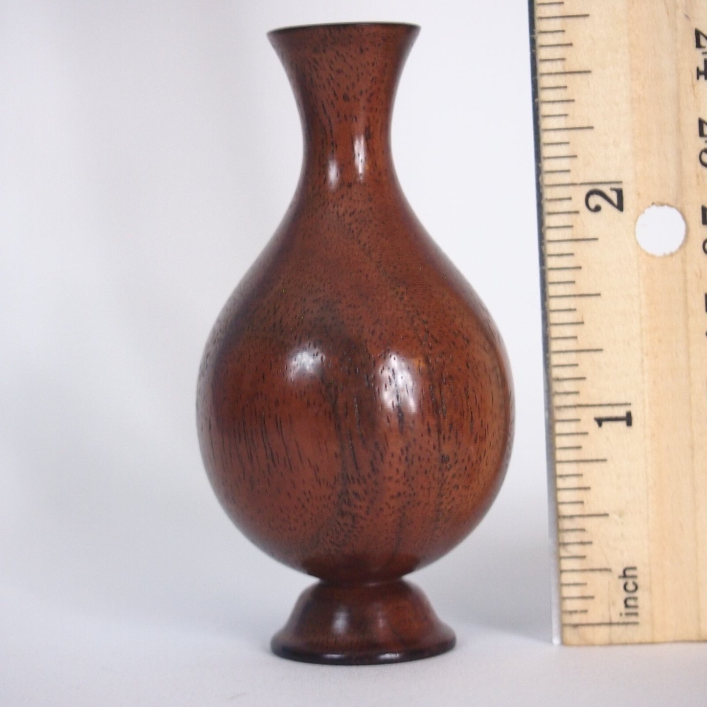 Lot of 3 Miniature Art Hand-Turned Wood Vases – Signed JRJ – 2" to 2.75"