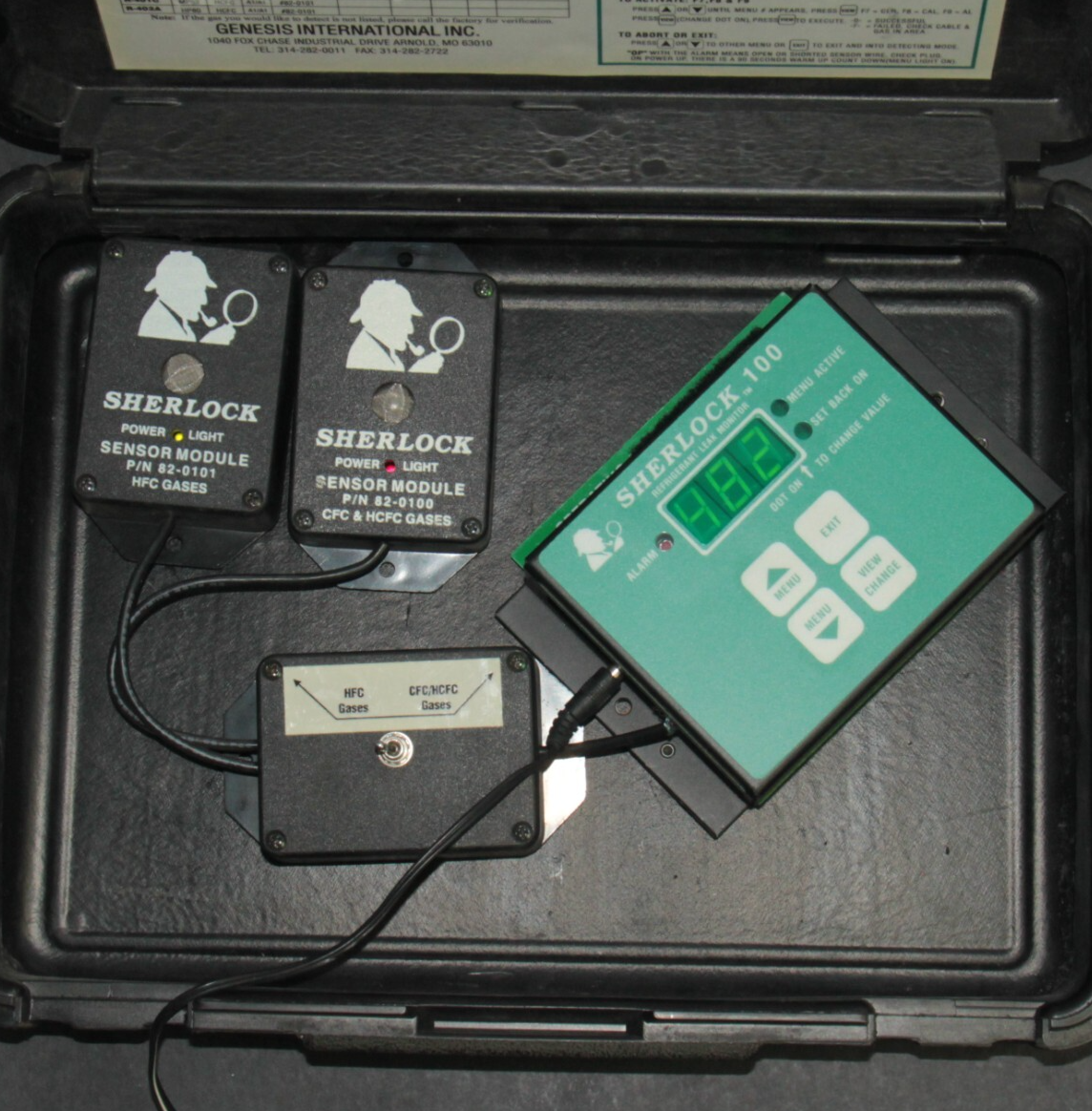 Genesis Sherlock 100 HVAC Refrigerant Leak Detection Monitor & Modules w Case
