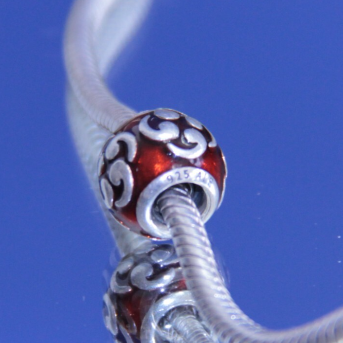 Authentic Pandora Retired Sterling Silver Red Enamel Zen Charm – 790491EN09 ALE