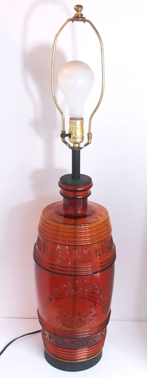 HUGE Old Kentucky 1849 Reserve Bourbon Bottle Lamp – 35" S. Perkins Brown Glass