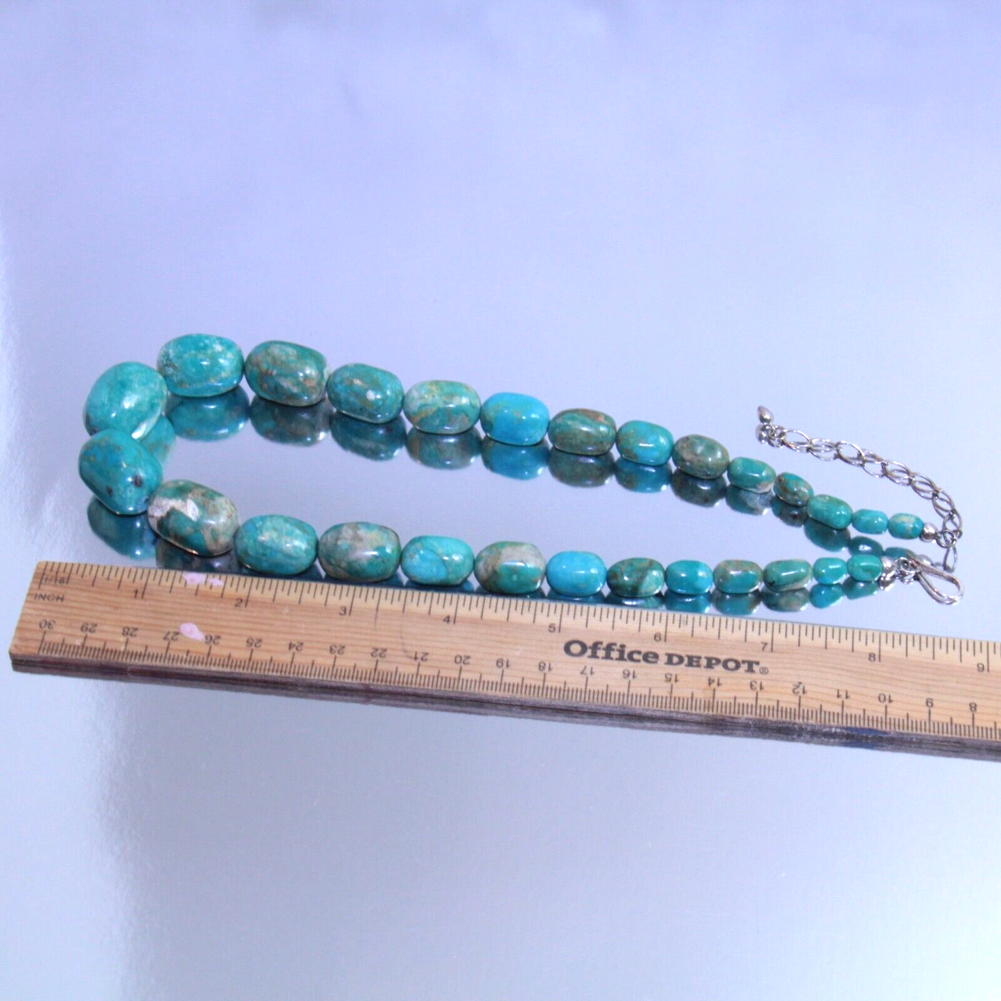 Jay King Sterling Silver Turquoise Bead Necklace 18"-21" Desert Rose Trading