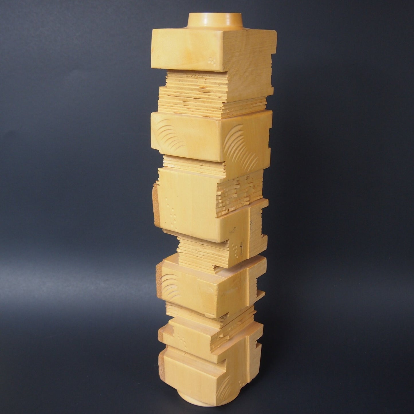 John Dickinson 2005 Signed Wood Sculpture Vase – Studio Art Carving – 14.5"