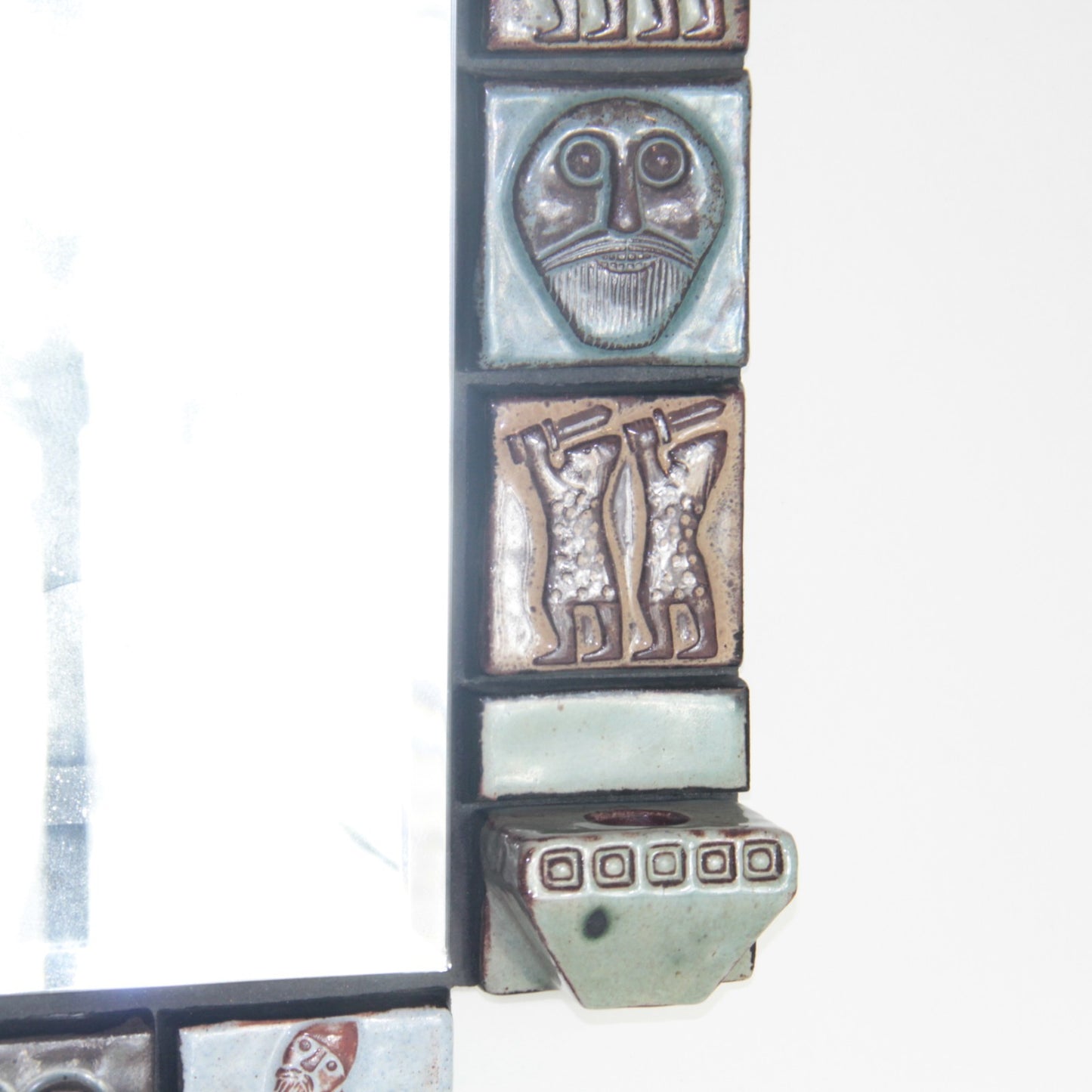 Thyssen Keramik Denmark Zodiac Themed Tile Mirror 21.5"x 14" Sconce Candleholder