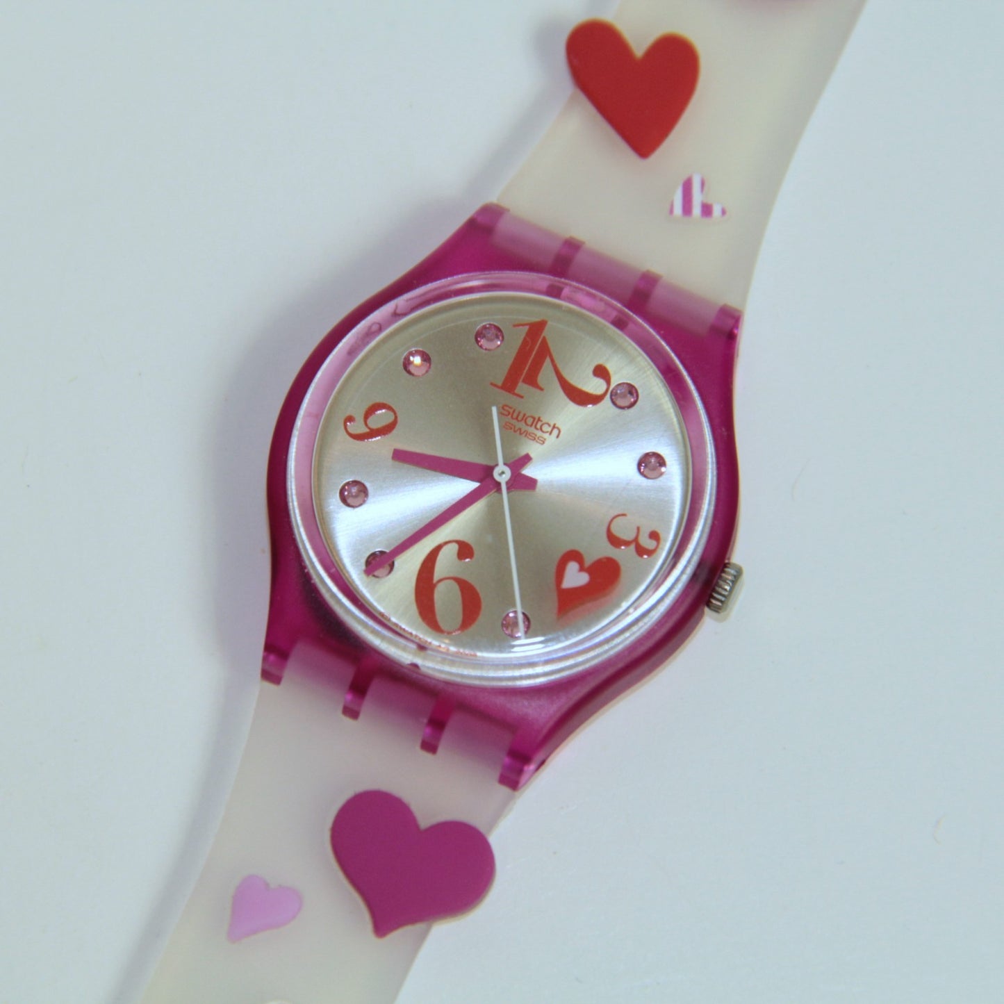 Swatch GV120 – Loving Twister - Pink Hearts – With Original Box & Sticker Sheets