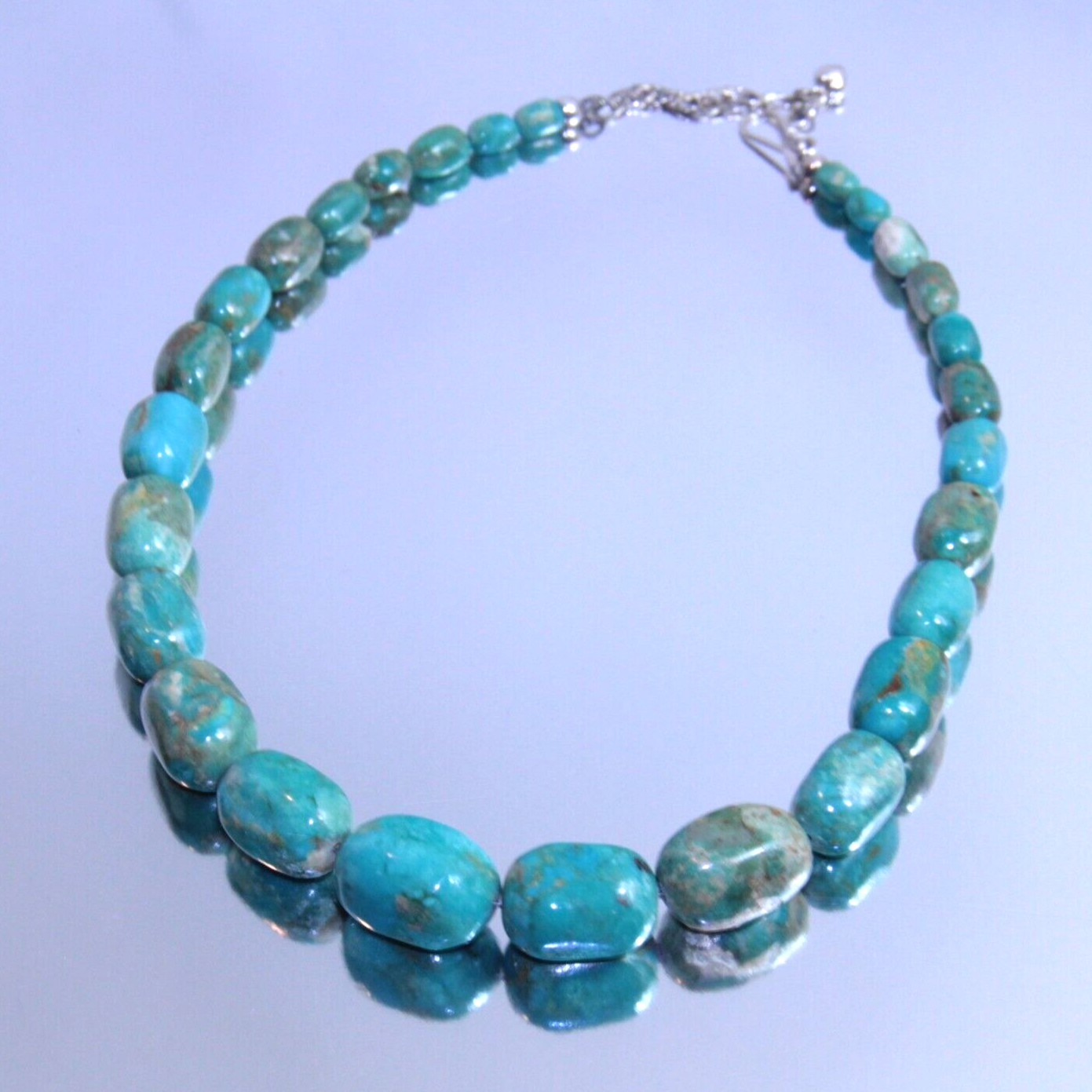 Jay King Sterling Silver Turquoise Bead Necklace 18"-21" Desert Rose Trading