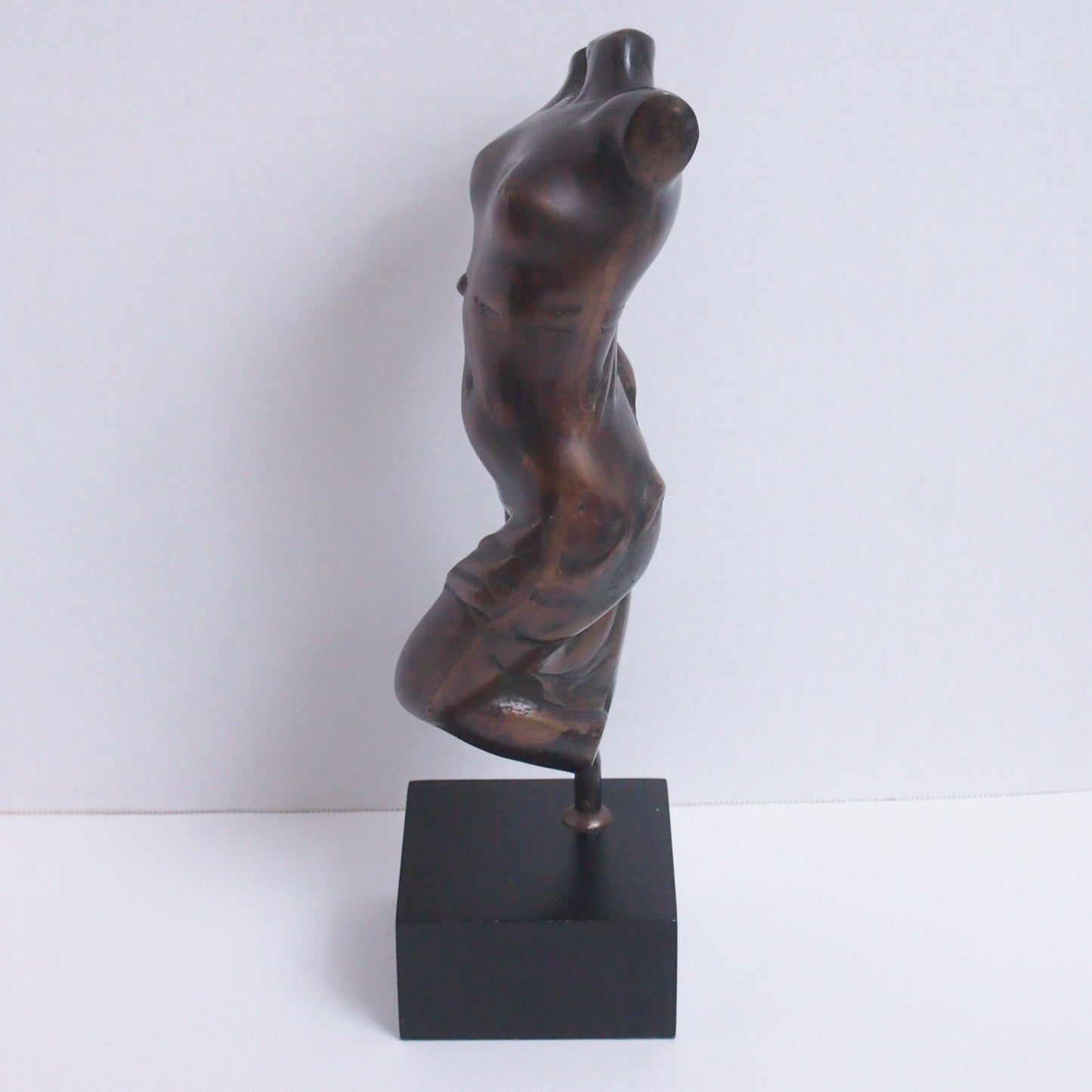 Bronze Nude Woman Torso Bust Sculpture – Figure on Black Base – Modern Art - 14"