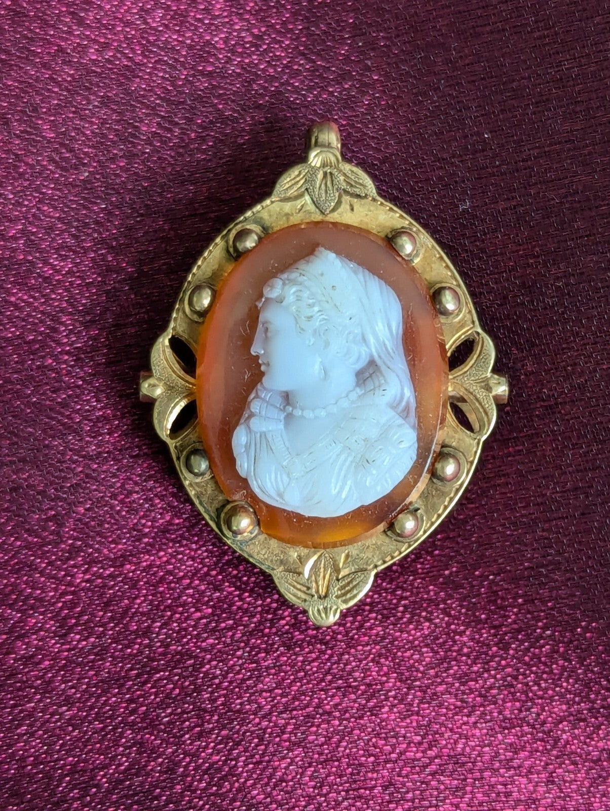 Antique Victorian Double Cameo Pendant Locket - 18k Gold