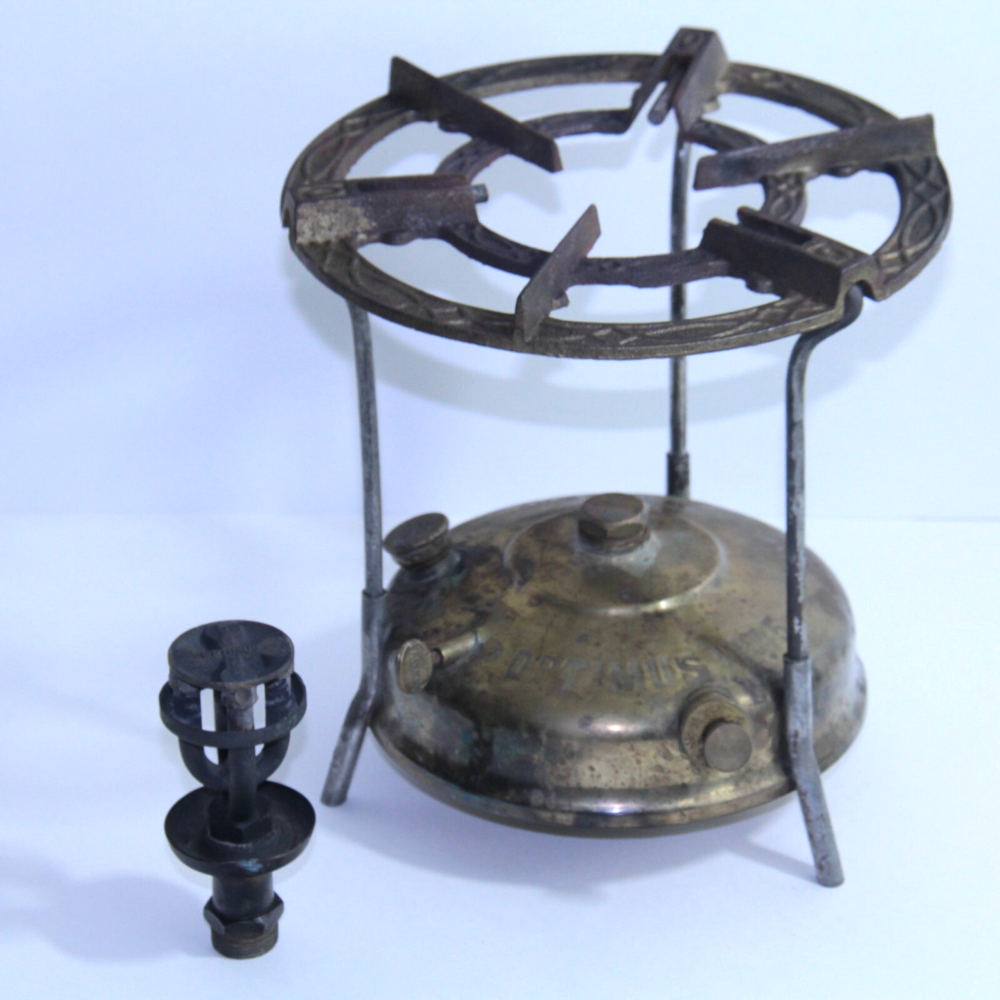 Vintage AB Optimus No.45 Brass Camp Cook Stove Stockholm Sweden Ornate Grate ๐ฅ