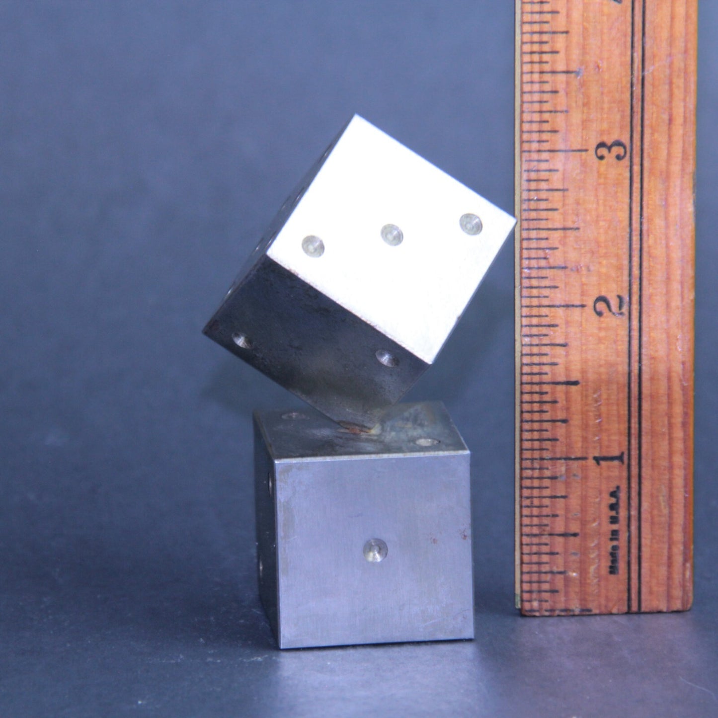 3" Mid Century Modern Dice Steel Brutalist Art Sculpture