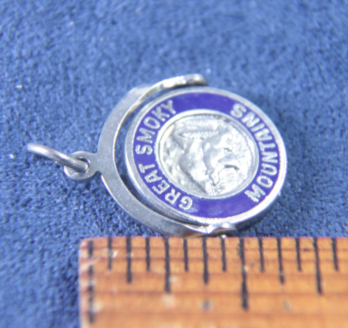 Vintage Sterling Silver Enamel Great Smoky Mountains Fidget Spinner Dangle Charm