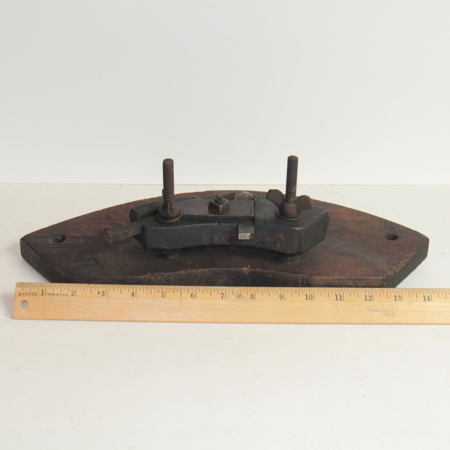Vintage Cooper’s Croze Plane – Barrel Maker’s Tool – Tiger Oak Wood – 15"