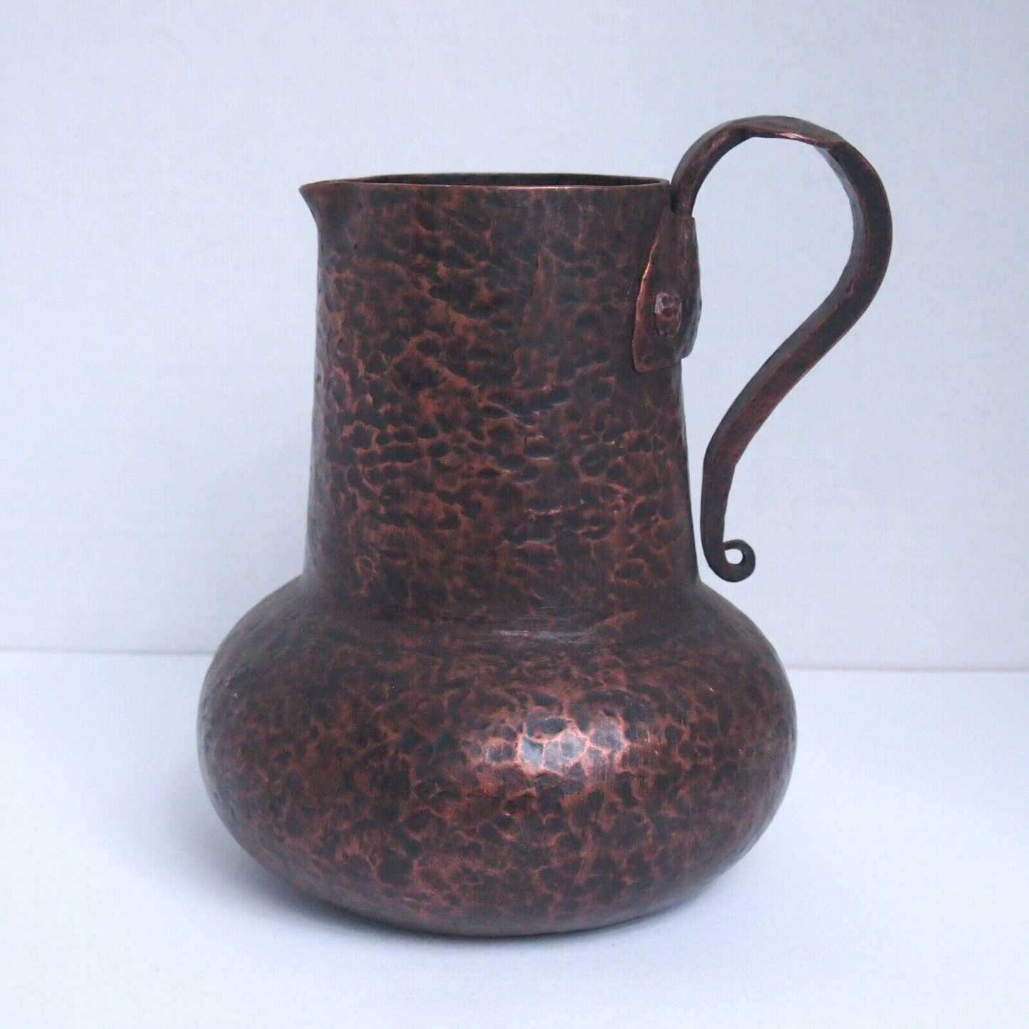 6" Hand Hammered Copper Pitcher – Handmade Water Jug with Thick Walls – 1lb 3oz