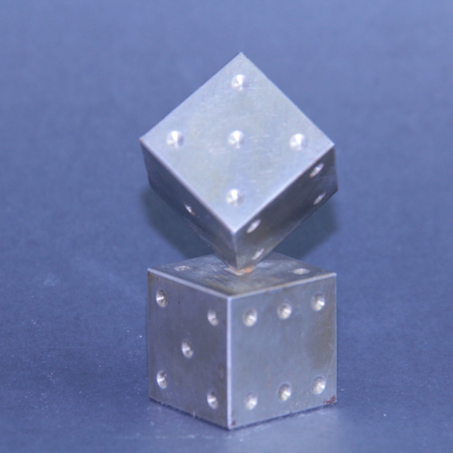 3" Mid Century Modern Dice Steel Brutalist Art Sculpture