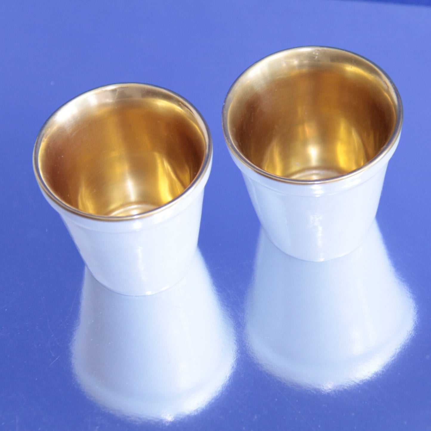 2x Antique Singer Limoges France Porcelain Mini Petit Pot - White w Gold Well ✨