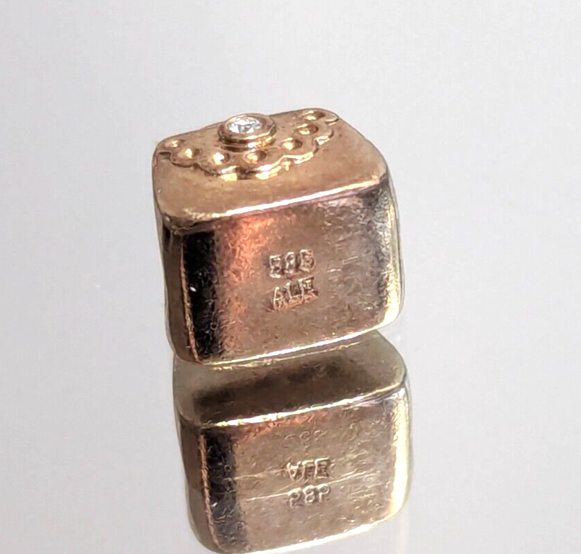 Authentic Pandora Retired 14K Gold Handbag Purse Charm w Diamond 750340D π
