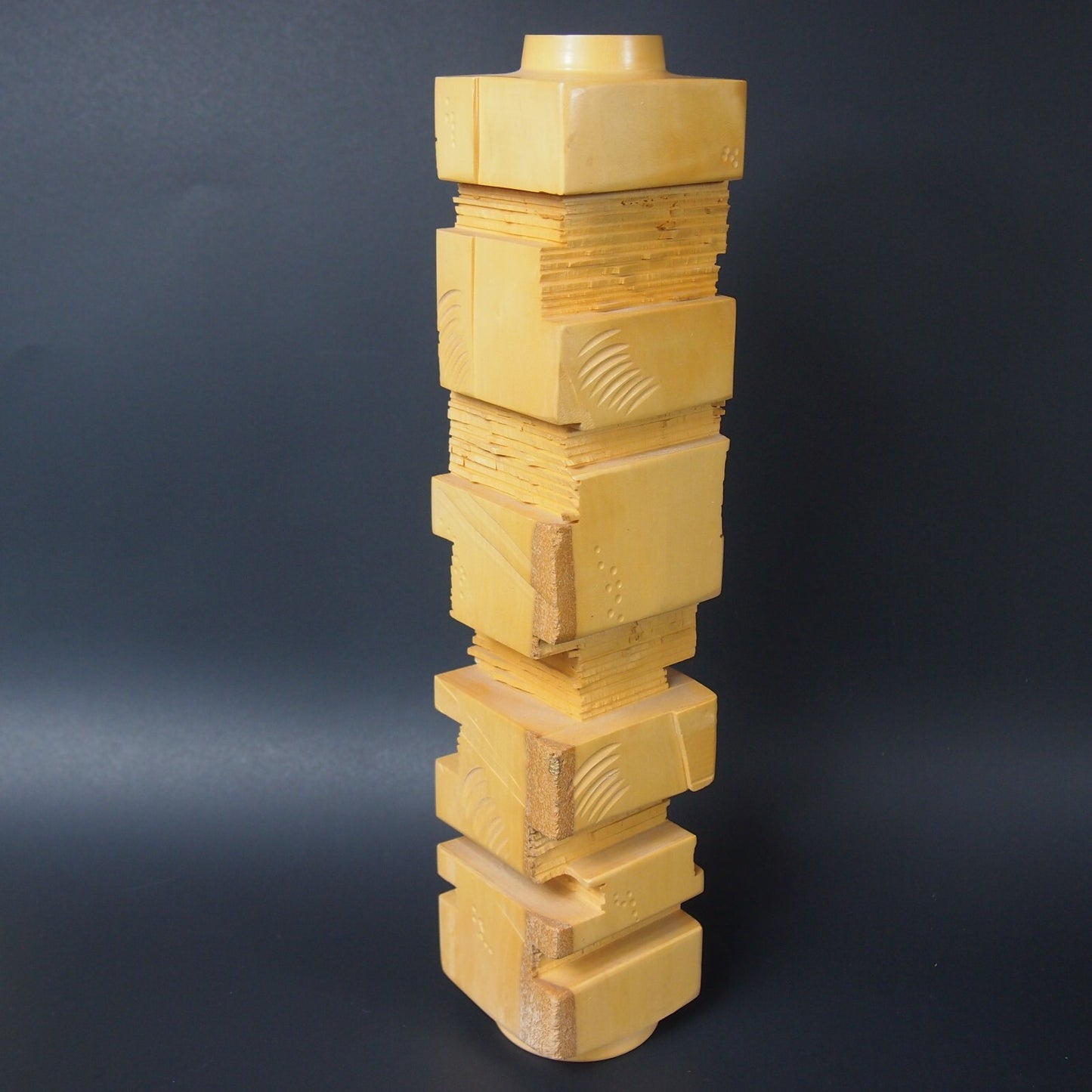 John Dickinson 2005 Signed Wood Sculpture Vase – Studio Art Carving – 14.5"